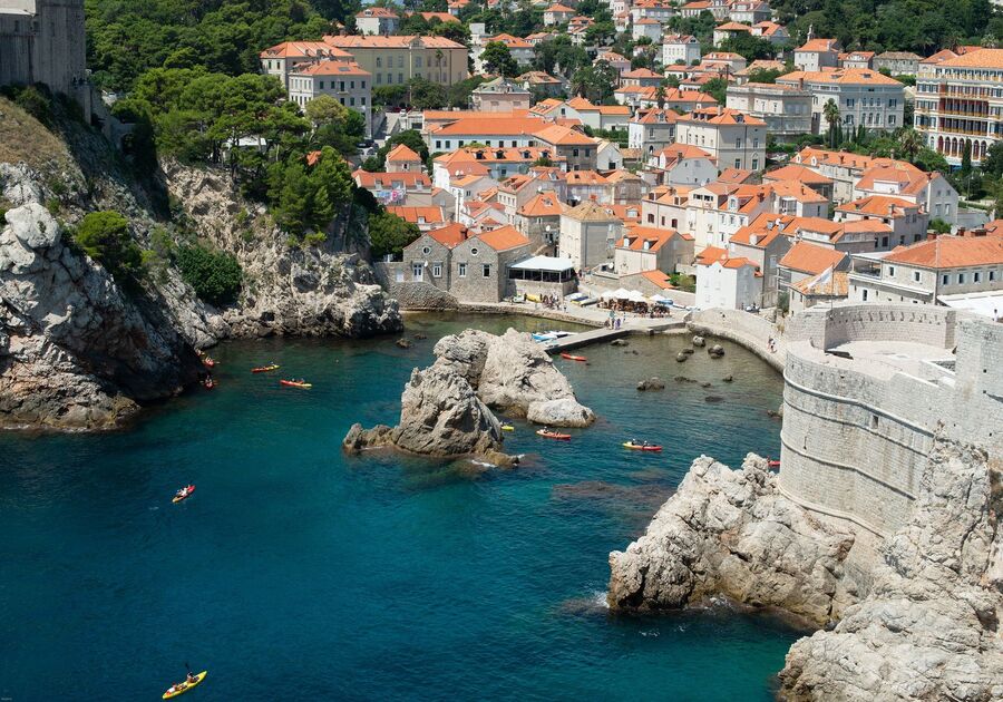 Ocean and houses in Dubrovnik, Croatia