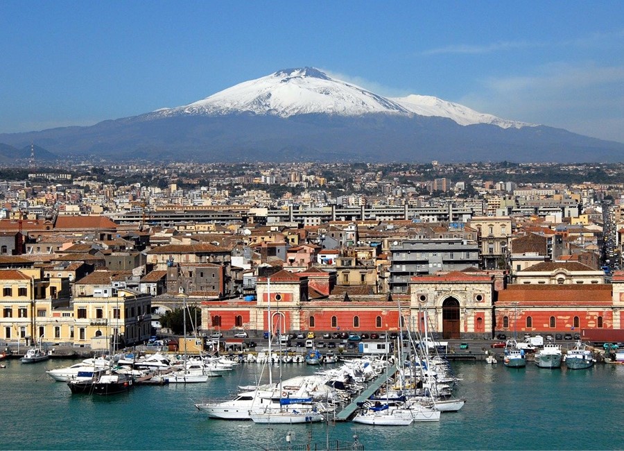 Views of Mount Etna in Catania, Italy